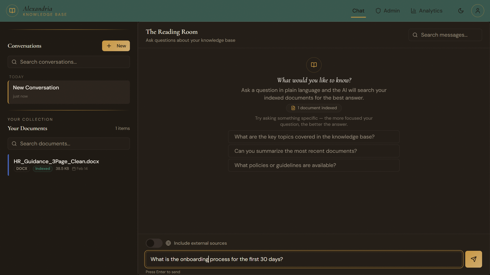 Chat UI with question prompt